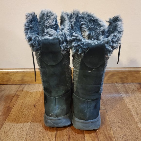 Skechers Black winter fur boots women's size 9 12" tall S5 - Picture 2 of 8
